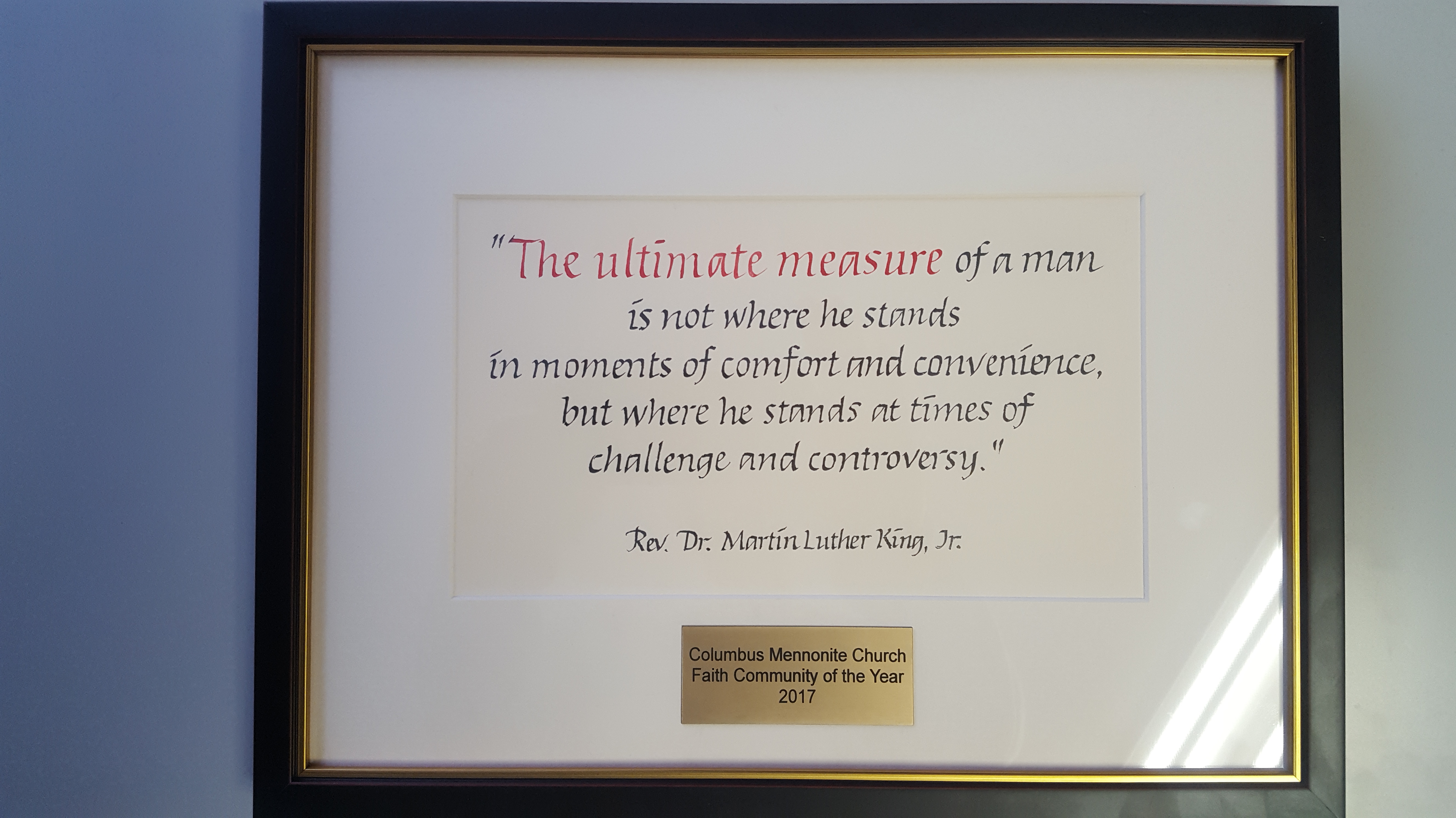 FLP award, MLK Jr. quote